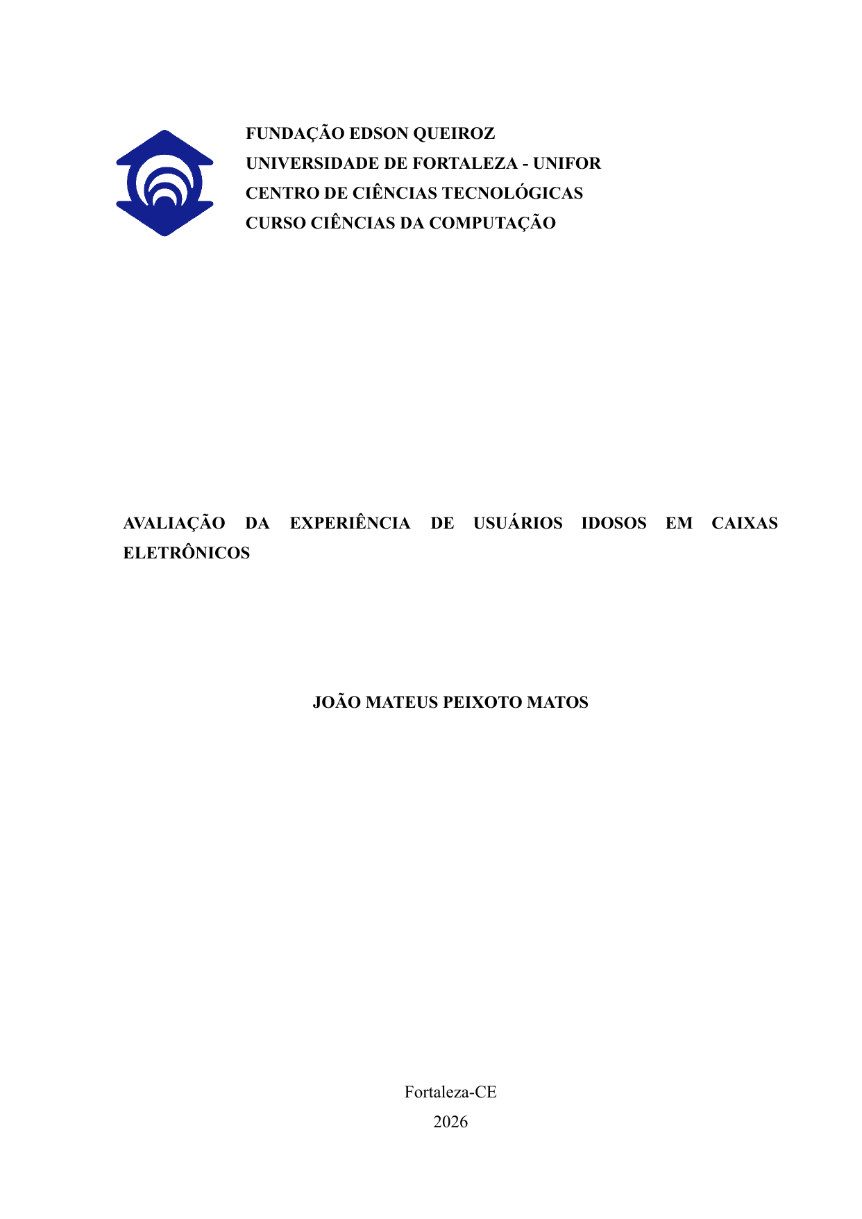 Capa do TCC sobre usuários idosos em caixas eletrônicos
